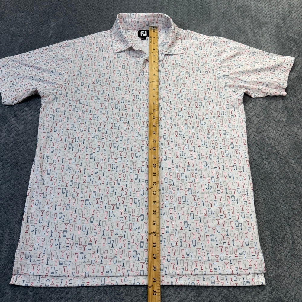 FootJoy Golf Polo Mens Large White Cocktail Glass Print Performance 28470 - Picture 9 of 10